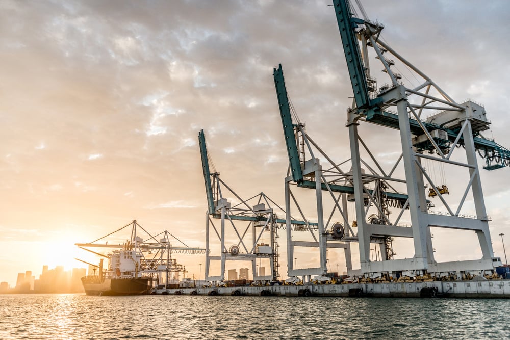 Trade boat at the port of Miami